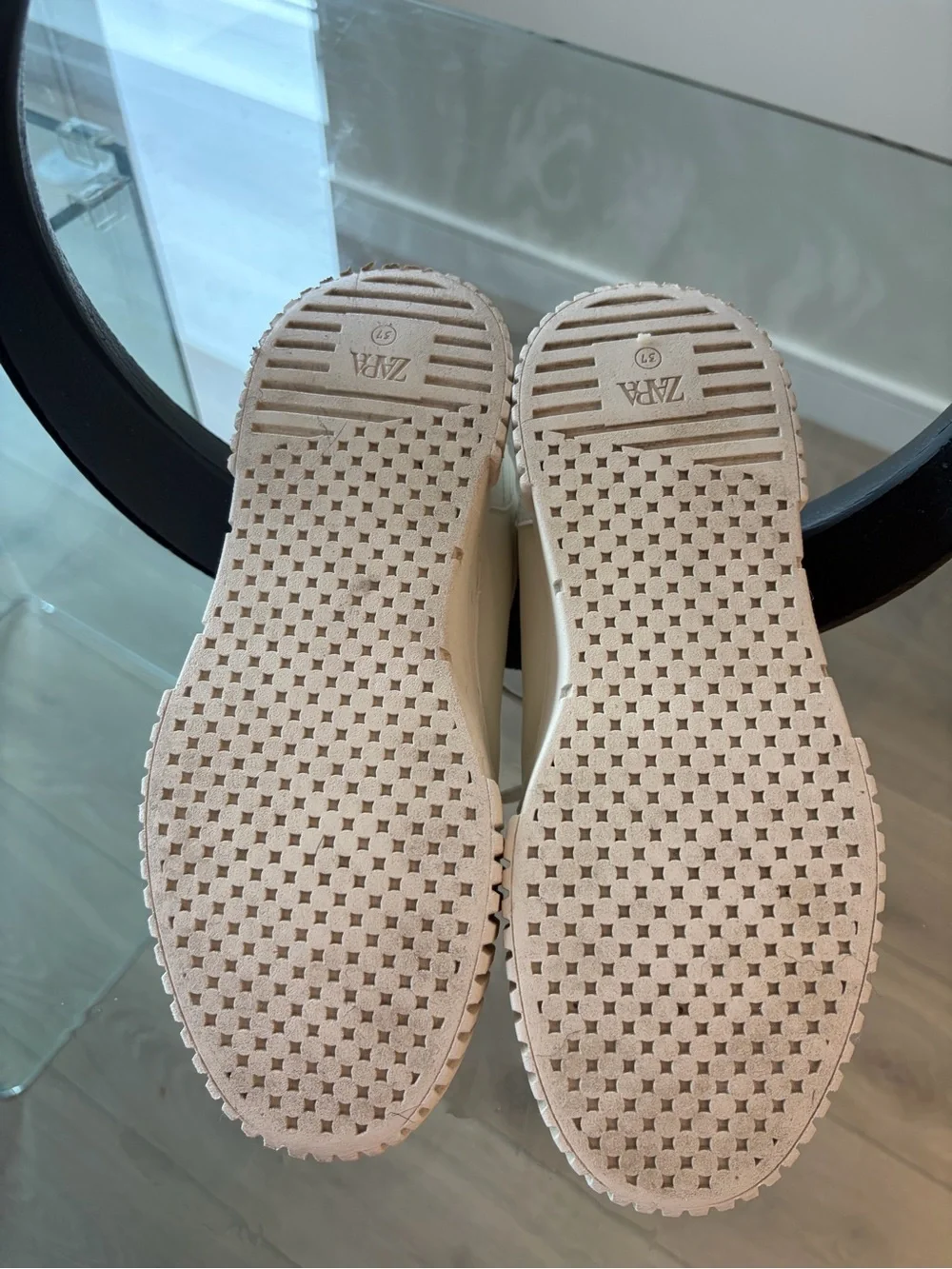 Girl’s Cream and Pink Casual Sneakers - Cute Heart Accent